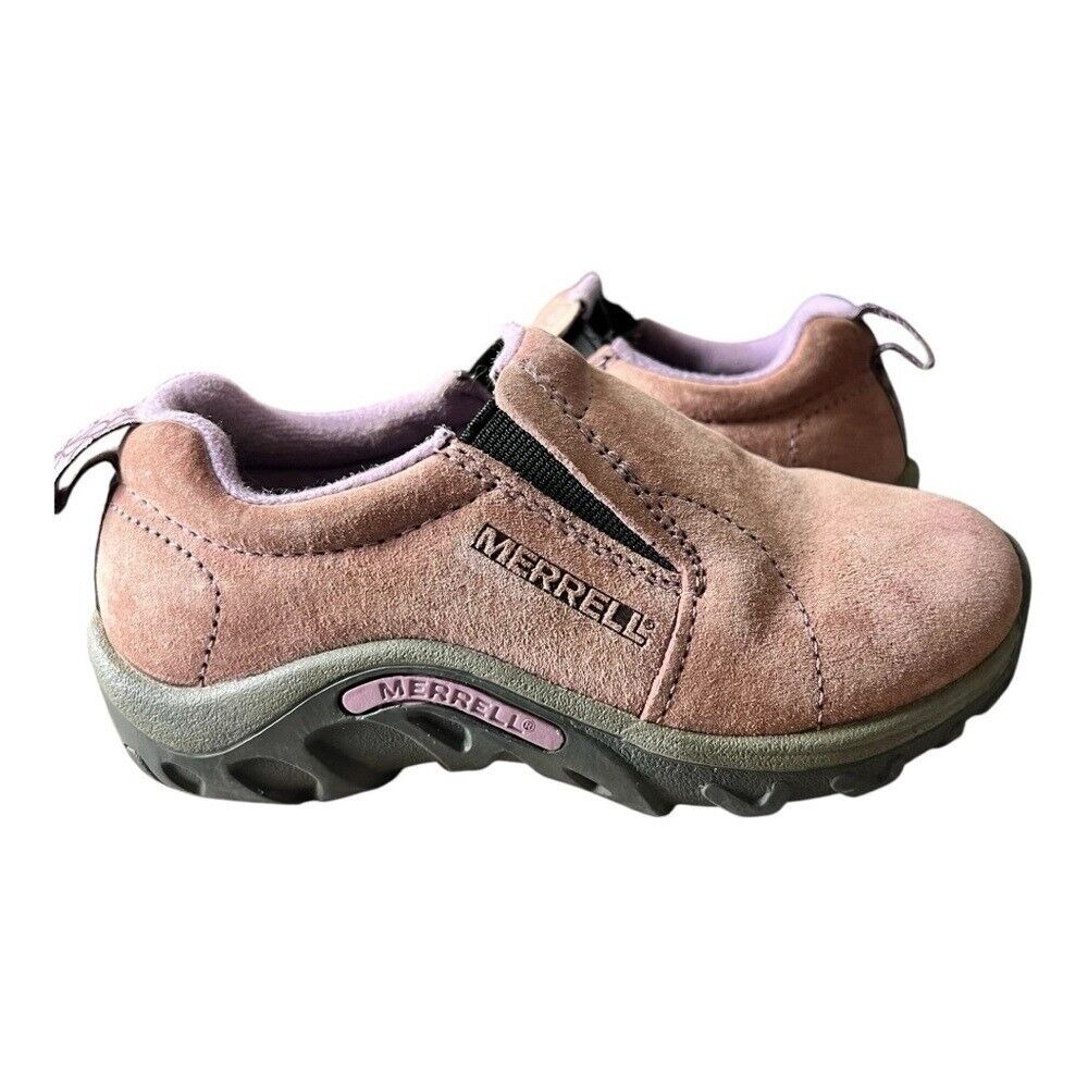 Merrell Kids Huckleberry Moc Suede Slip-On Shoes‎ Girls size 10.5 Hiking Pink